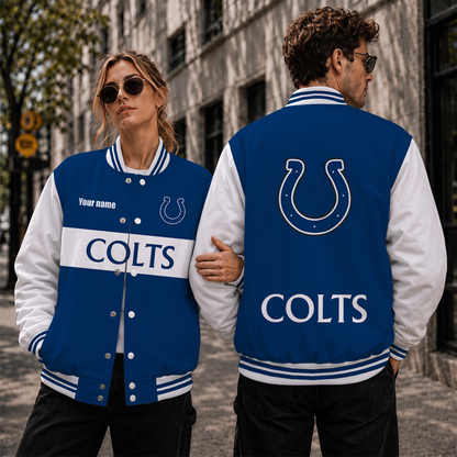 [SPECIAL OFFER] NEW CUSTOMIZED NFL17 IDC INDIANAPOLIS COLTS SATIN VARSITY & BASEBALL JACKET