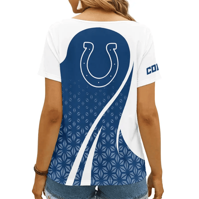 [SPECIAL OFFER] NEW CUSTOMIZED NFL17 IDC INDIANAPOLIS COLTS V-NECK FEMALE SHIRT