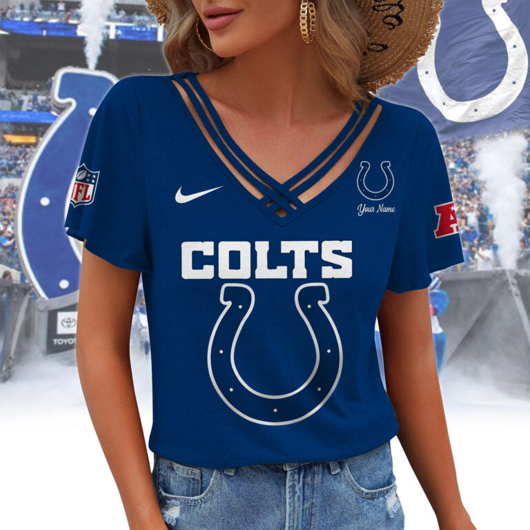 [SPECIAL OFFER] NEW CUSTOMIZED NFL17 IDC INDIANAPOLIS COLTS V-NECK SHIRT