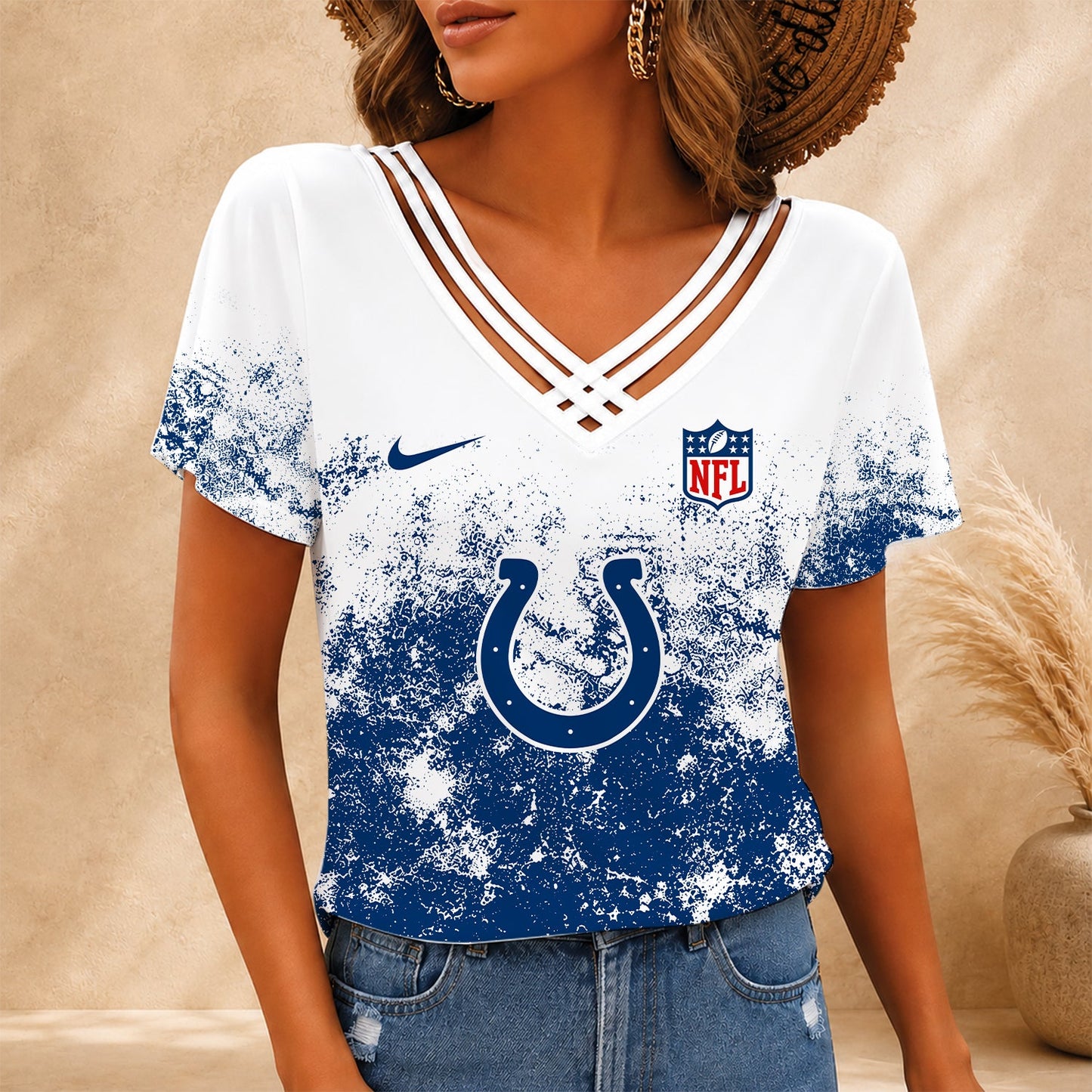 [SPECIAL OFFER] NEW CUSTOMIZED NFL17 IDC INDIANAPOLIS COLTS V-NECK SHIRT