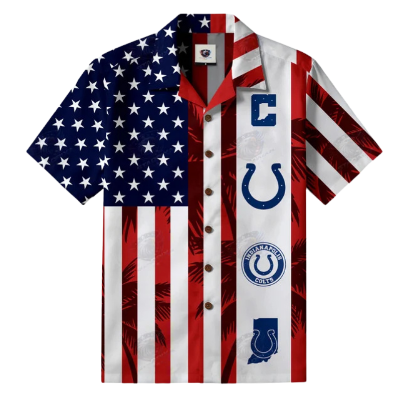 [SPECIAL OFFER] NEW CUSTOMIZED NFL17 IDC INDIANAPOLIS COLTS PATRIOTIC 250 USA HAWAIIAN SHIRT