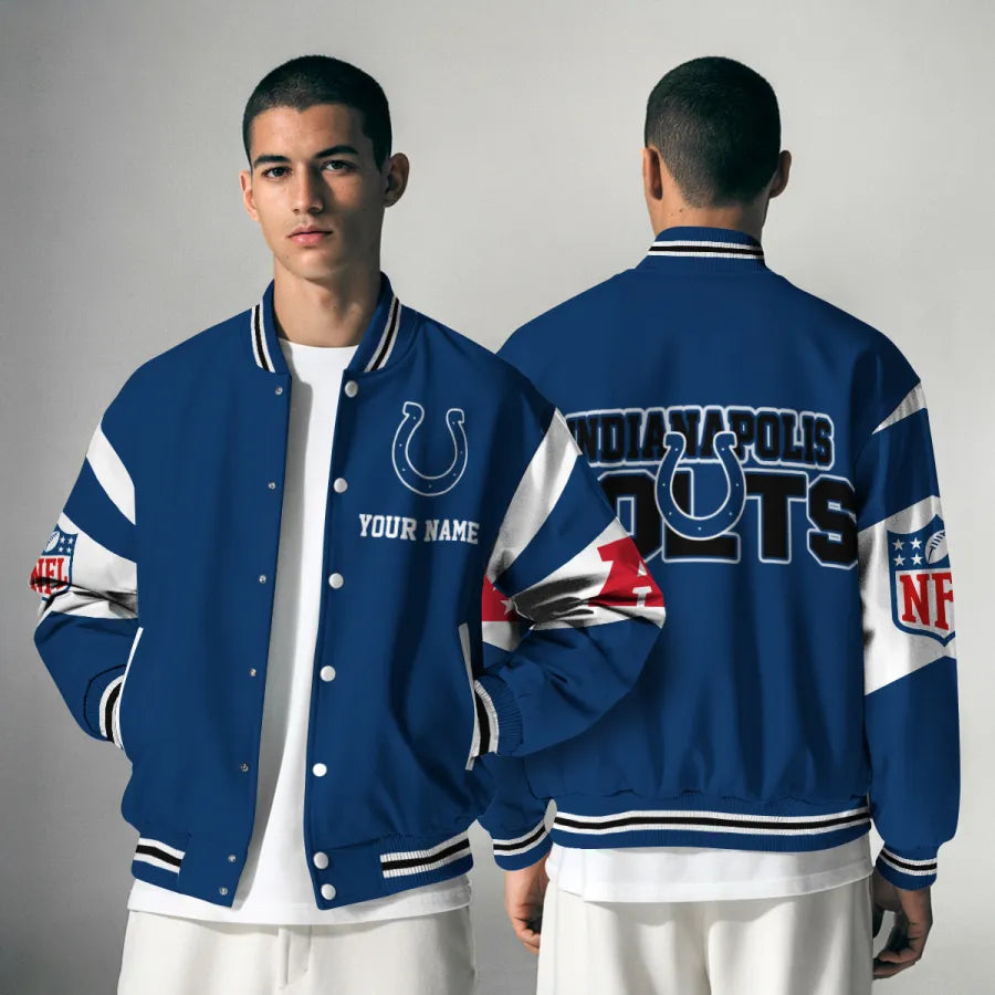 [SPECIAL OFFER] NEW CUSTOMIZED NFL17 IDC INDIANAPOLIS COLTS SATIN VARSITY & BASEBALL JACKET
