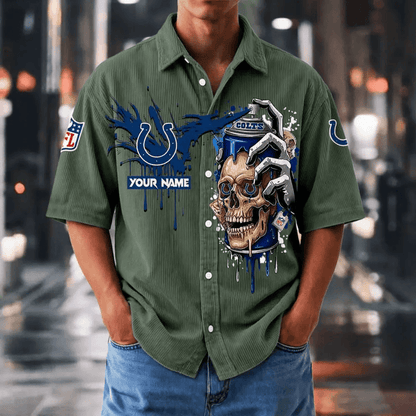 [SPECIAL OFFER] NEW CUSTOMIZED NFL17 IDC INDIANAPOLIS COLTS SEERSUCKER BUTTON SHIRT