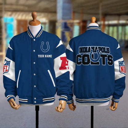 [SPECIAL OFFER] NEW CUSTOMIZED NFL17 IDC INDIANAPOLIS COLTS SATIN VARSITY & BASEBALL JACKET