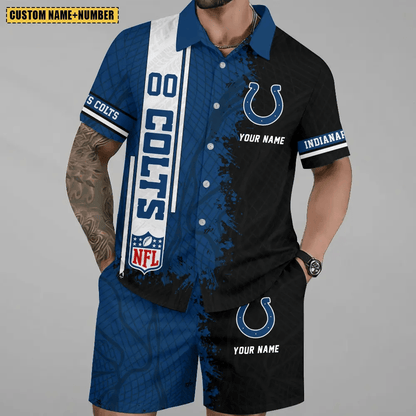 LIMITED RUN - NEW CUSTOMIZED NFL17 IDC INDIANAPOLIS COLTS UNISEX HAWAIIAN SHIRT & SHORTS SET