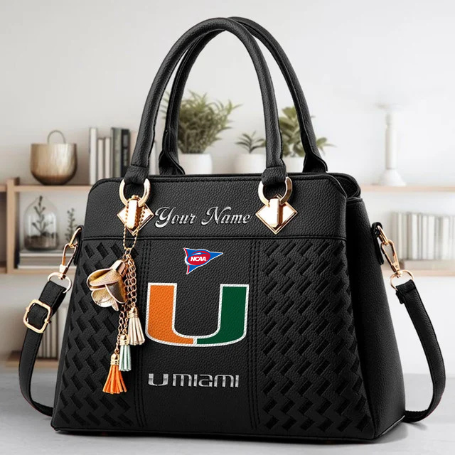 LIMITED EDITION - NEW CUSTOMIZED FBS NCAA17 MIH MI HURRICANES ZIP HANDBAG MULTICOLOR