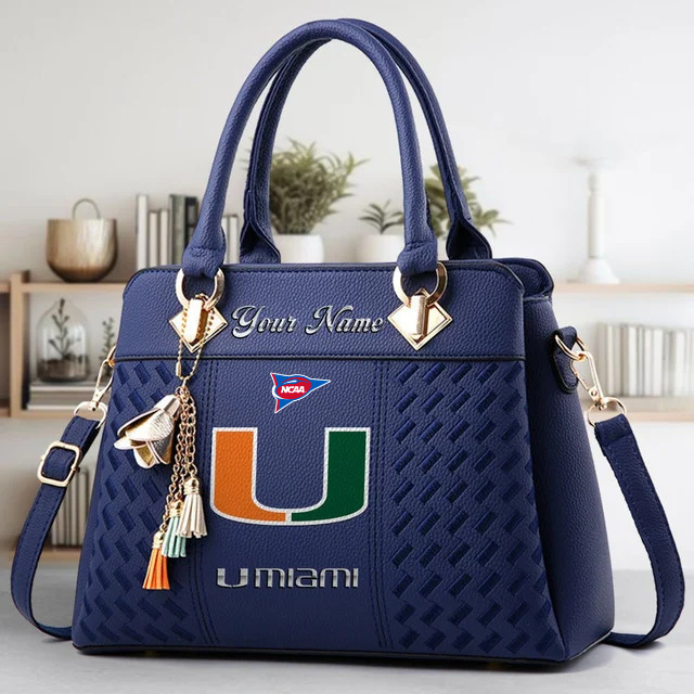 LIMITED EDITION - NEW CUSTOMIZED FBS NCAA17 MIH MI HURRICANES ZIP HANDBAG MULTICOLOR