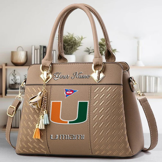 LIMITED EDITION - NEW CUSTOMIZED FBS NCAA17 MIH MI HURRICANES ZIP HANDBAG MULTICOLOR