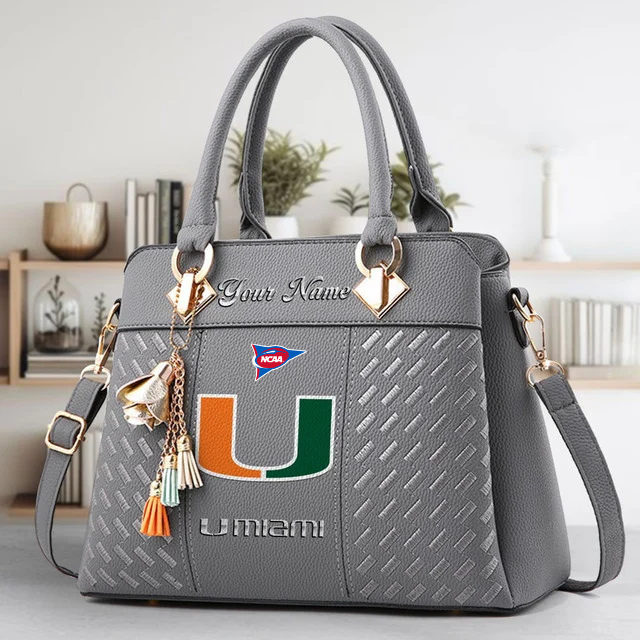 LIMITED EDITION - NEW CUSTOMIZED FBS NCAA17 MIH MI HURRICANES ZIP HANDBAG MULTICOLOR