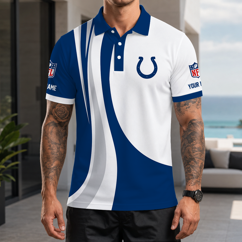 [SPECIAL OFFER] NEW CUSTOMIZED NFL17 IDC INDIANAPOLIS COLTS POLO SHIRT