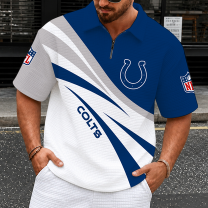 [SPECIAL OFFER] NEW CUSTOMIZED NFL17 IDC INDIANAPOLIS COLTS QUARTER-ZIP POLO SHIRT