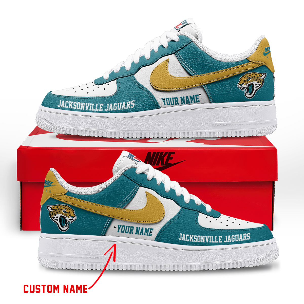 [SPECIAL OFFER] NEW CUSTOMIZED NFL30 JSJ JACKSONVILLE JAGUARS AF1 SNEAKERS