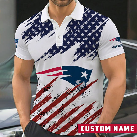 [SPECIAL OFFER] NEW CUSTOMIZED NFL27 NEP NEW ENGLAND PATRIOTS POLO SHIRT