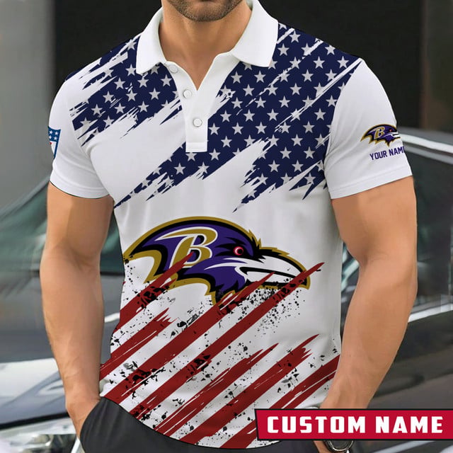 [SPECIAL OFFER] NEW CUSTOMIZED NFL28 BTR BALTIMORE RAVENS POLO SHIRT