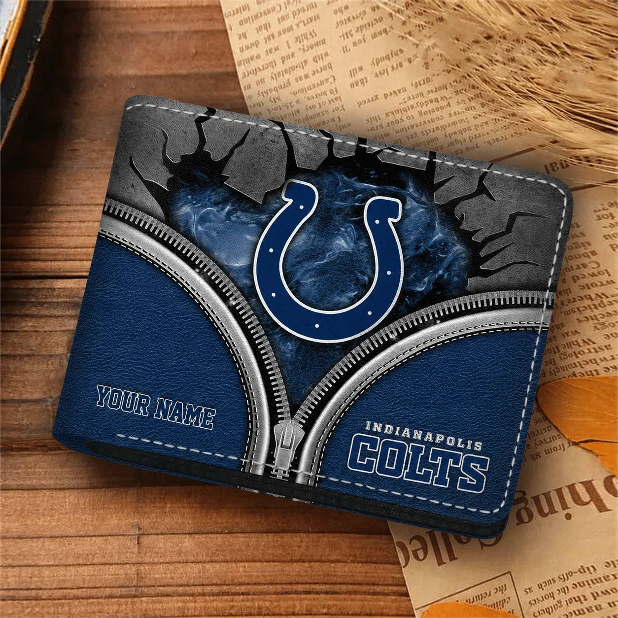[SPECIAL OFFER] NEW CUSTOMIZED NFL17 IDC INDIANAPOLIS COLTS LEATHER WALLET