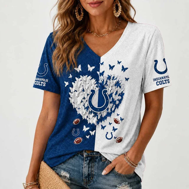 [SPECIAL OFFER] NEW CUSTOMIZED NFL17 IDC INDIANAPOLIS COLTS V-NECK FEMALE SHIRT