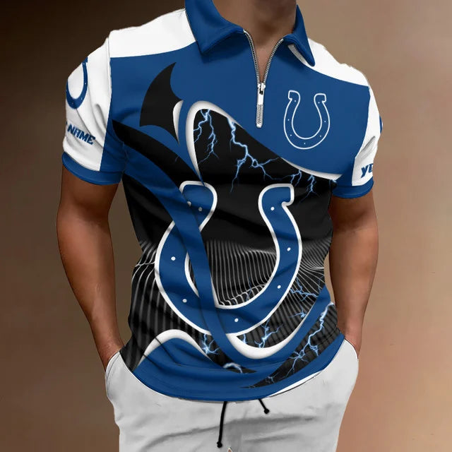 [SPECIAL OFFER] NEW CUSTOMIZED NFL17 IDC INDIANAPOLIS COLTS ZIP POLO SHIRT