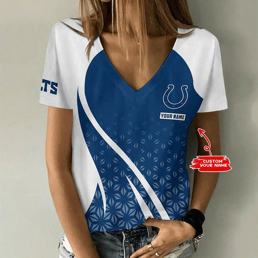 [SPECIAL OFFER] NEW CUSTOMIZED NFL17 IDC INDIANAPOLIS COLTS V-NECK FEMALE SHIRT