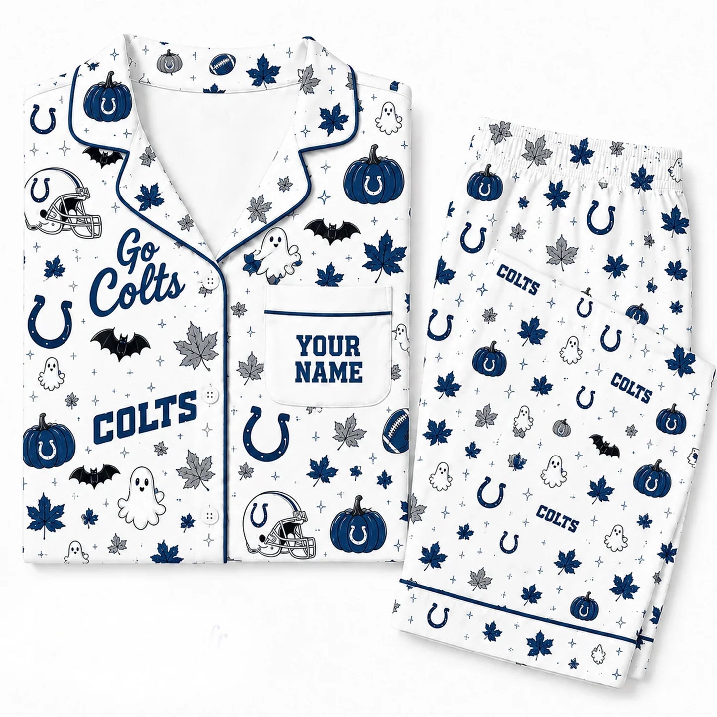 [SPECIAL OFFER] NEW CUSTOMIZED NFL17 IDC INDIANAPOLIS COLTS HALLOWEEN LONG PAJAMAS SET