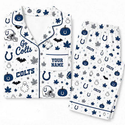 [SPECIAL OFFER] NEW CUSTOMIZED NFL17 IDC INDIANAPOLIS COLTS HALLOWEEN LONG PAJAMAS SET