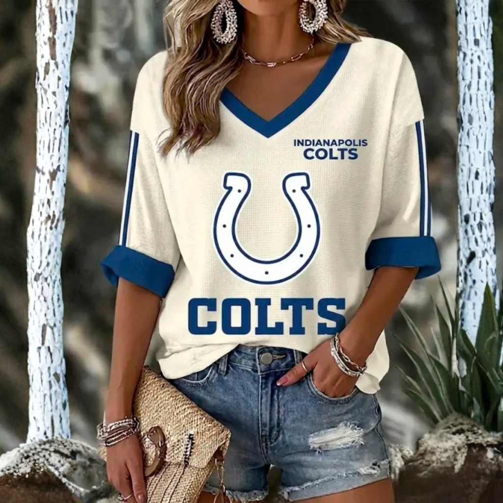 [SPECIAL OFFER] NEW CUSTOMIZED NFL17 IDC INDIANAPOLIS COLTS WOMEN'S HEART V-NECK LONG SLEEVE SHIRT