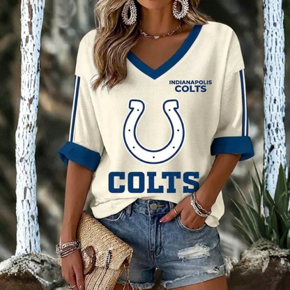 [SPECIAL OFFER] NEW CUSTOMIZED NFL17 IDC INDIANAPOLIS COLTS WOMEN'S HEART V-NECK LONG SLEEVE SHIRT