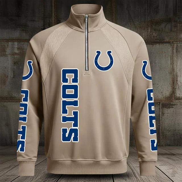 [SPECIAL OFFER] NEW CUSTOMIZED NFL17 IDC INDIANAPOLIS COLTS MEN'S MULTICOLOR QUARTER-ZIP PULLOVER