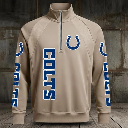[SPECIAL OFFER] NEW CUSTOMIZED NFL17 IDC INDIANAPOLIS COLTS MEN'S MULTICOLOR QUARTER-ZIP PULLOVER