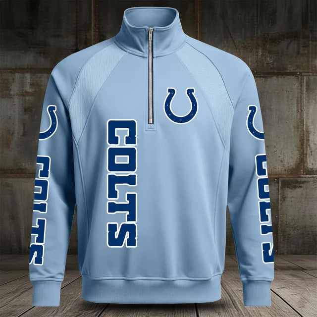 [SPECIAL OFFER] NEW CUSTOMIZED NFL17 IDC INDIANAPOLIS COLTS MEN'S MULTICOLOR QUARTER-ZIP PULLOVER