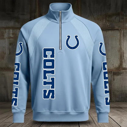[SPECIAL OFFER] NEW CUSTOMIZED NFL17 IDC INDIANAPOLIS COLTS MEN'S MULTICOLOR QUARTER-ZIP PULLOVER