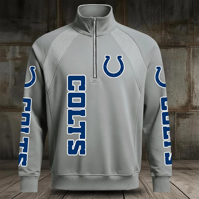 [SPECIAL OFFER] NEW CUSTOMIZED NFL17 IDC INDIANAPOLIS COLTS MEN'S MULTICOLOR QUARTER-ZIP PULLOVER