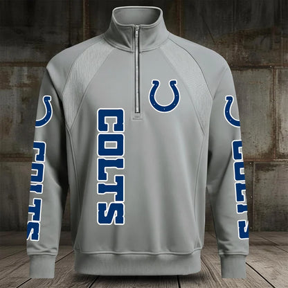 [SPECIAL OFFER] NEW CUSTOMIZED NFL17 IDC INDIANAPOLIS COLTS MEN'S MULTICOLOR QUARTER-ZIP PULLOVER