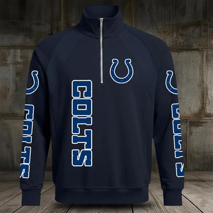 [SPECIAL OFFER] NEW CUSTOMIZED NFL17 IDC INDIANAPOLIS COLTS MEN'S MULTICOLOR QUARTER-ZIP PULLOVER