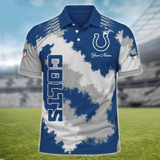 [SPECIAL OFFER] NEW CUSTOMIZED NFL17 IDC INDIANAPOLIS COLTS MULTICOLOR POLO SHIRT