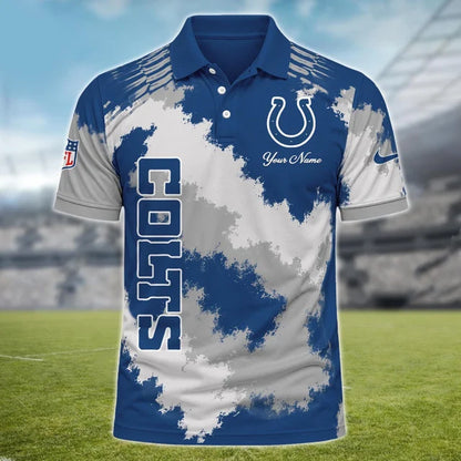 [SPECIAL OFFER] NEW CUSTOMIZED NFL17 IDC INDIANAPOLIS COLTS MULTICOLOR POLO SHIRT