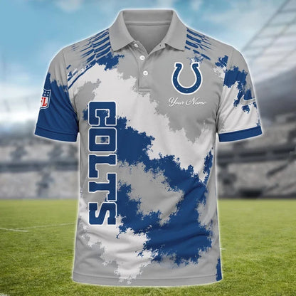 [SPECIAL OFFER] NEW CUSTOMIZED NFL17 IDC INDIANAPOLIS COLTS MULTICOLOR POLO SHIRT