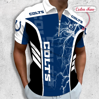 [SPECIAL OFFER] NEW CUSTOMIZED NFL17 IDC INDIANAPOLIS COLTS ZIP POLO SHIRT