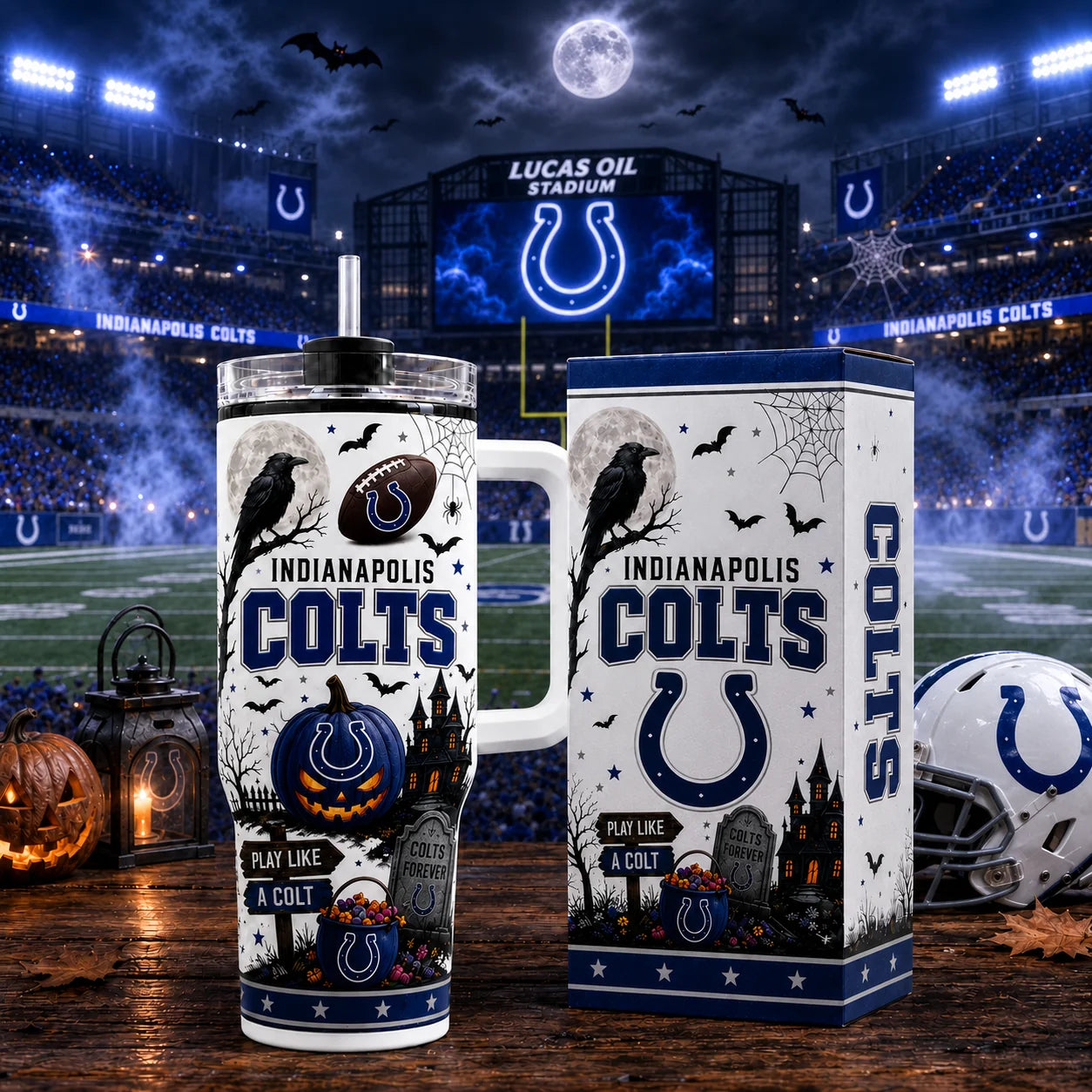 [SPECIAL OFFER] NEW CUSTOMIZED NFL17 IDC INDIANAPOLIS COLTS HALLOWEEN  40OZ TUMBLER