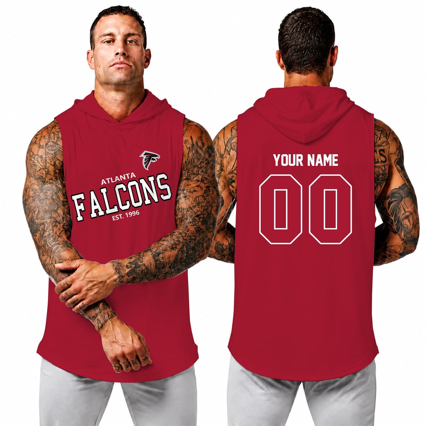 [SPECIAL OFFER] NEW CUSTOMIZED NFL18 ATF ATLANTA FALCONS HOODED TANK TOP