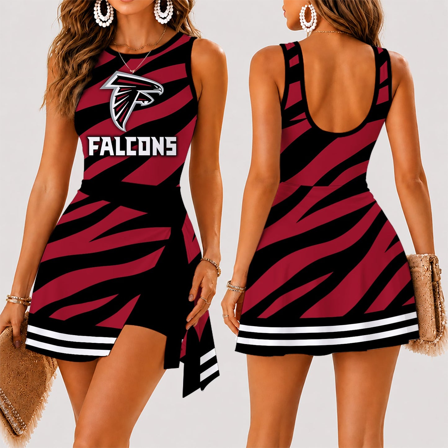 [SPECIAL OFFER] NEW CUSTOMIZED NFL18 ATF ATLANTA FALCONS WOMEN'S SUMMER SKORT DRESS