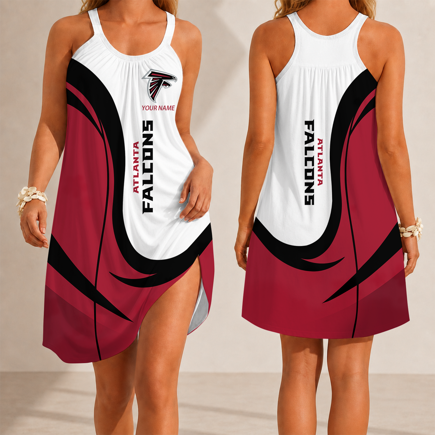 [SPECIAL OFFER] NEW CUSTOMIZED NFL18 ATF ATLANTA FALCONS CAMISOLE DRESS