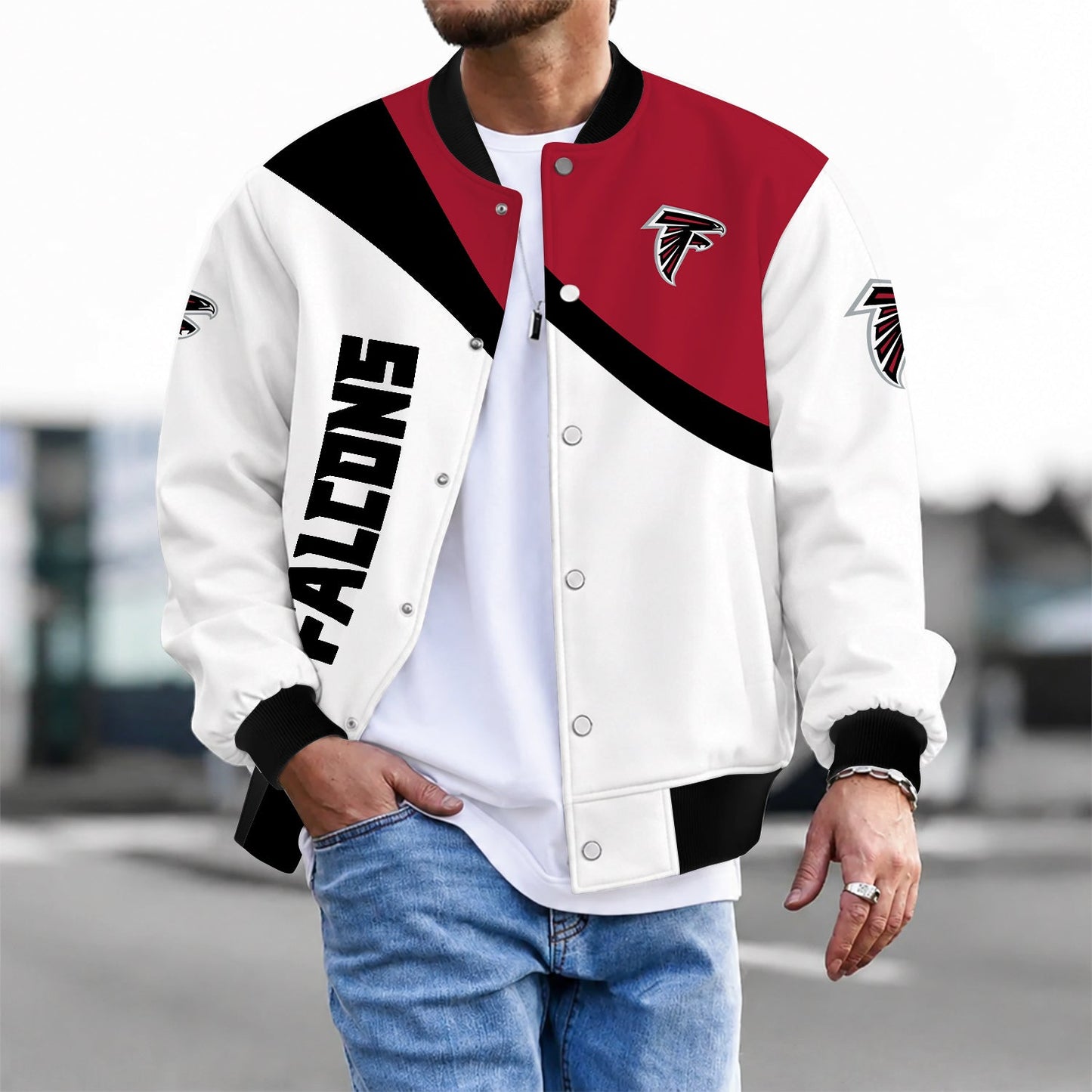 [SPECIAL OFFER] NEW CUSTOMIZED NFL18 ATF ATLANTA FALCONS SATIN VARSITY & BASEBALL JACKET