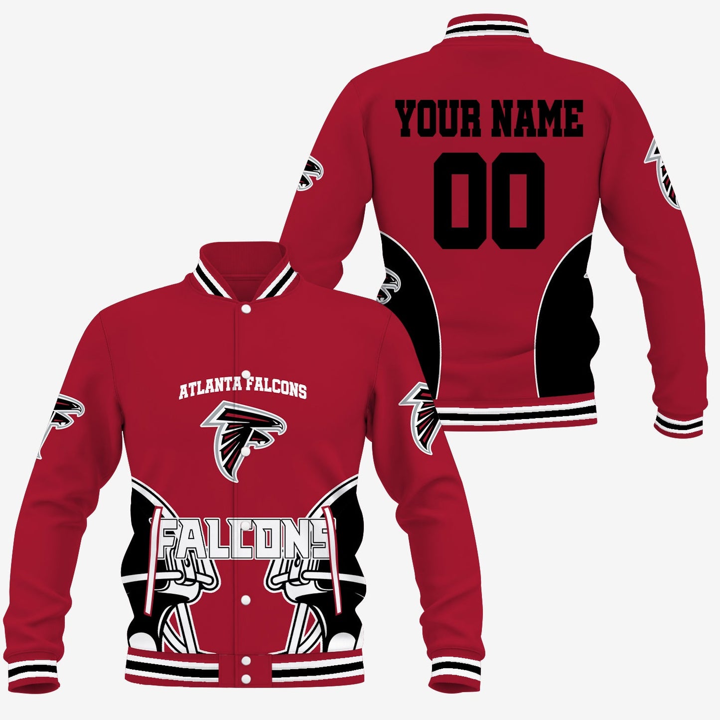 [SPECIAL OFFER] NEW CUSTOMIZED NFL18 ATF ATLANTA FALCONS SATIN VARSITY & BASEBALL JACKET