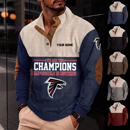 [SPECIAL OFFER] NEW CUSTOMIZED NFL18 ATF ATLANTA FALCONS BUTTON SWEATSHIRTS STAND COLLAR