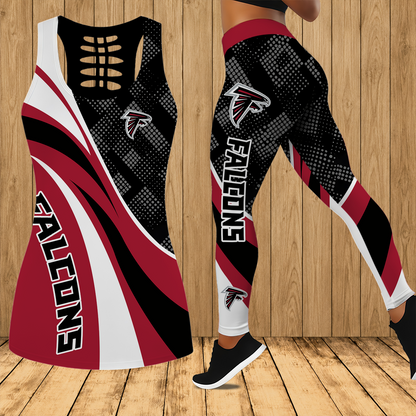 [SPECIAL OFFER] NEW CUSTOMIZED NFL18 ATF ATLANTA FALCONS HOLLOW TANK TOP & LEGGINGS SET