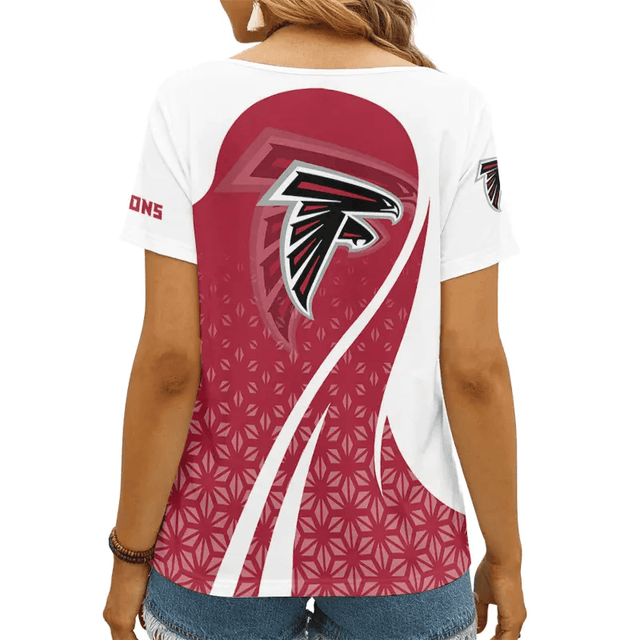 [SPECIAL OFFER] NEW CUSTOMIZED NFL18 ATF ATLANTA FALCONS V-NECK FEMALE SHIRT