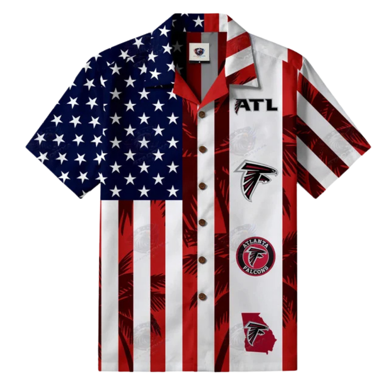 [SPECIAL OFFER] NEW CUSTOMIZED NFL18 ATF ATLANTA FALCONS PATRIOTIC 250 USA HAWAIIAN SHIRT