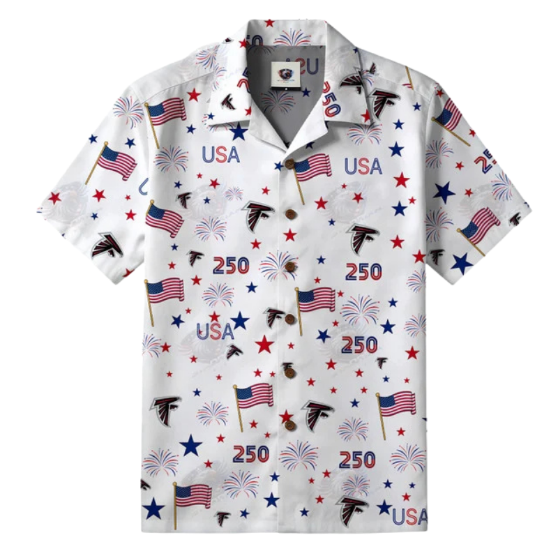 [SPECIAL OFFER] NEW CUSTOMIZED NFL18 ATF ATLANTA FALCONS PATRIOTIC 250 USA HAWAIIAN SHIRT
