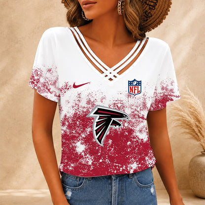 [SPECIAL OFFER] NEW CUSTOMIZED NFL18 ATF ATLANTA FALCONS V-NECK SHIRT