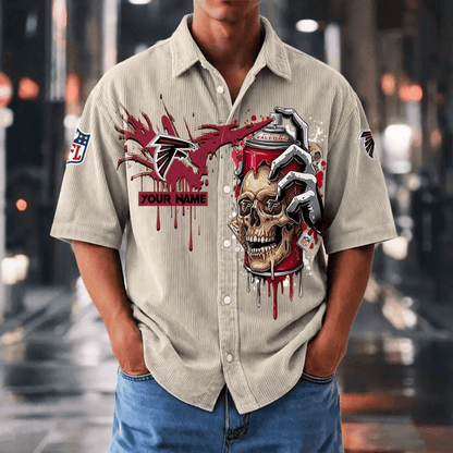 [SPECIAL OFFER] NEW CUSTOMIZED NFL18 ATF ATLANTA FALCONS SEERSUCKER BUTTON SHIRT